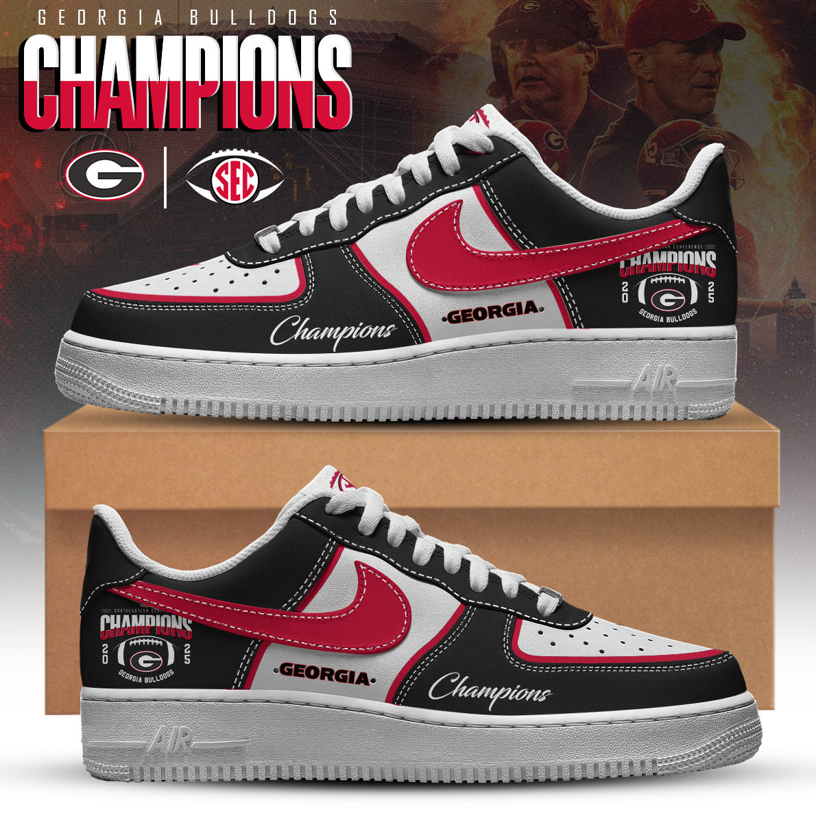 UGA 2025 SEC Football Conference Champions AF1 Sneakers 02
