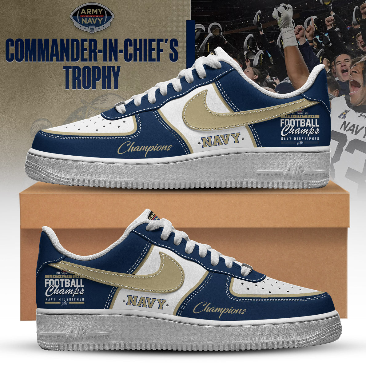 Navy Champions White AF1 + Unisex Limited Style