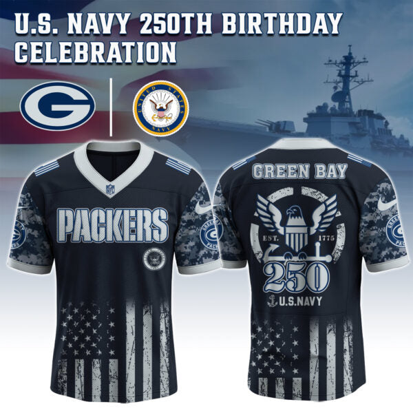 Green Bay Packers x U.S. NAVY 250TH Birthday Special Edition Jersey - Tycheco