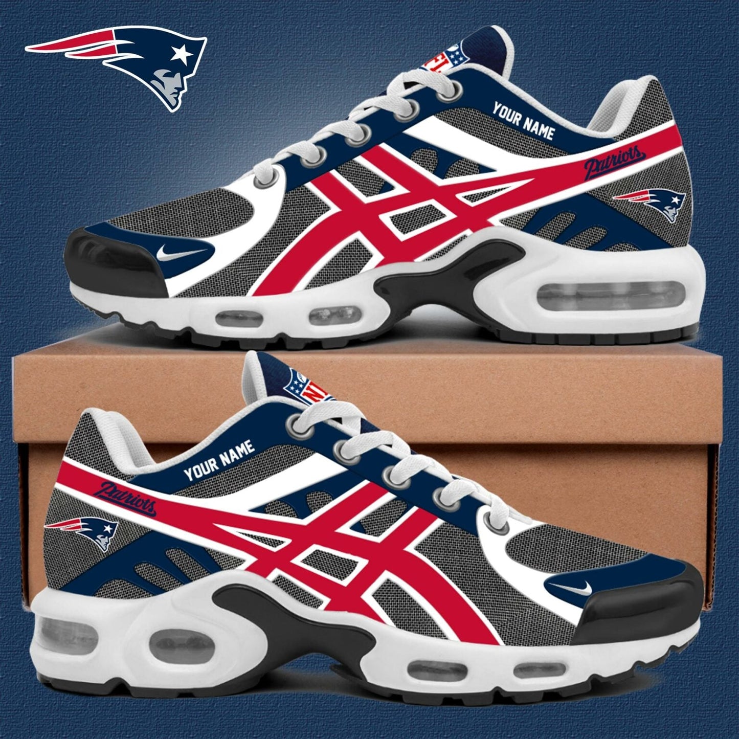 New England Patriots Personalized Air Max Plus Sneakers