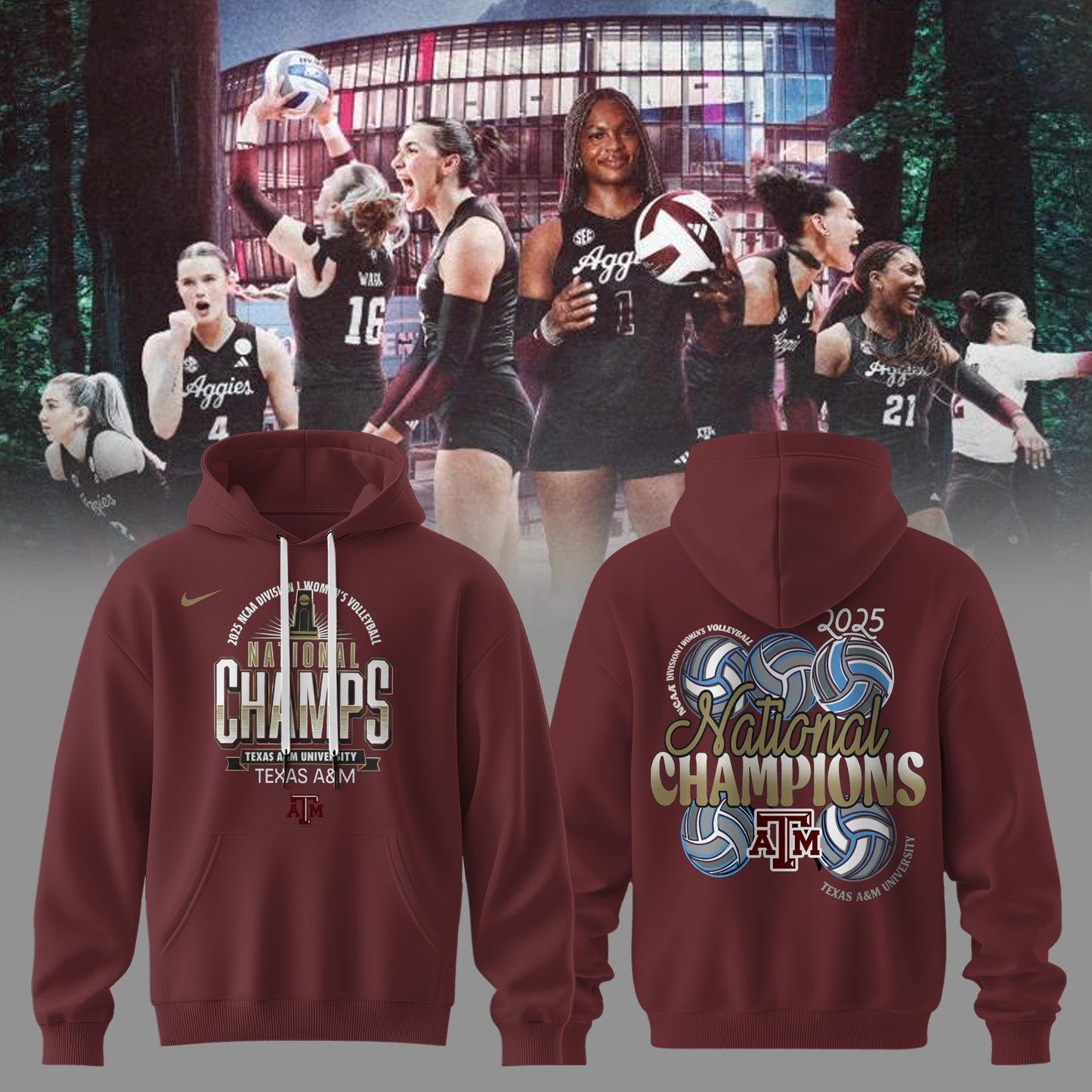 Aggies National Champions – 2025 Women’s Volleyball Hoodie
