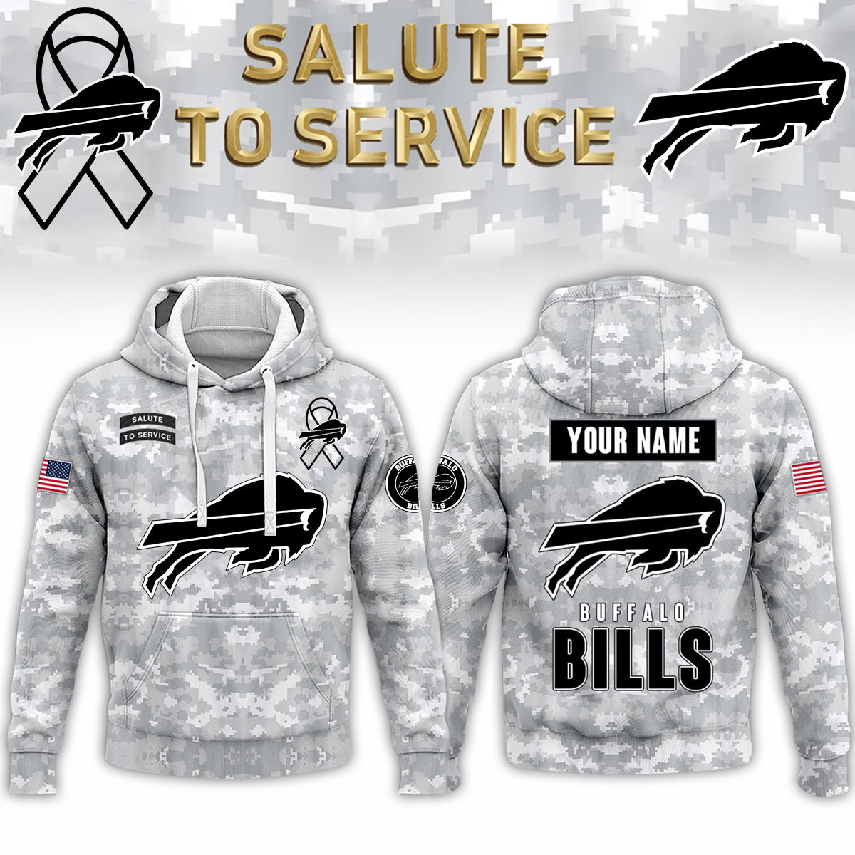 Buffalo Bills x Salute To Service Ver 2 Special Personalized Edition Hoodie