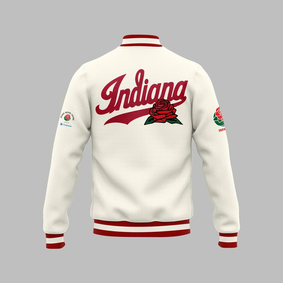Indiana Hoosiers football helmet 2026 Rose Bowl BASEBALL JACKET-White