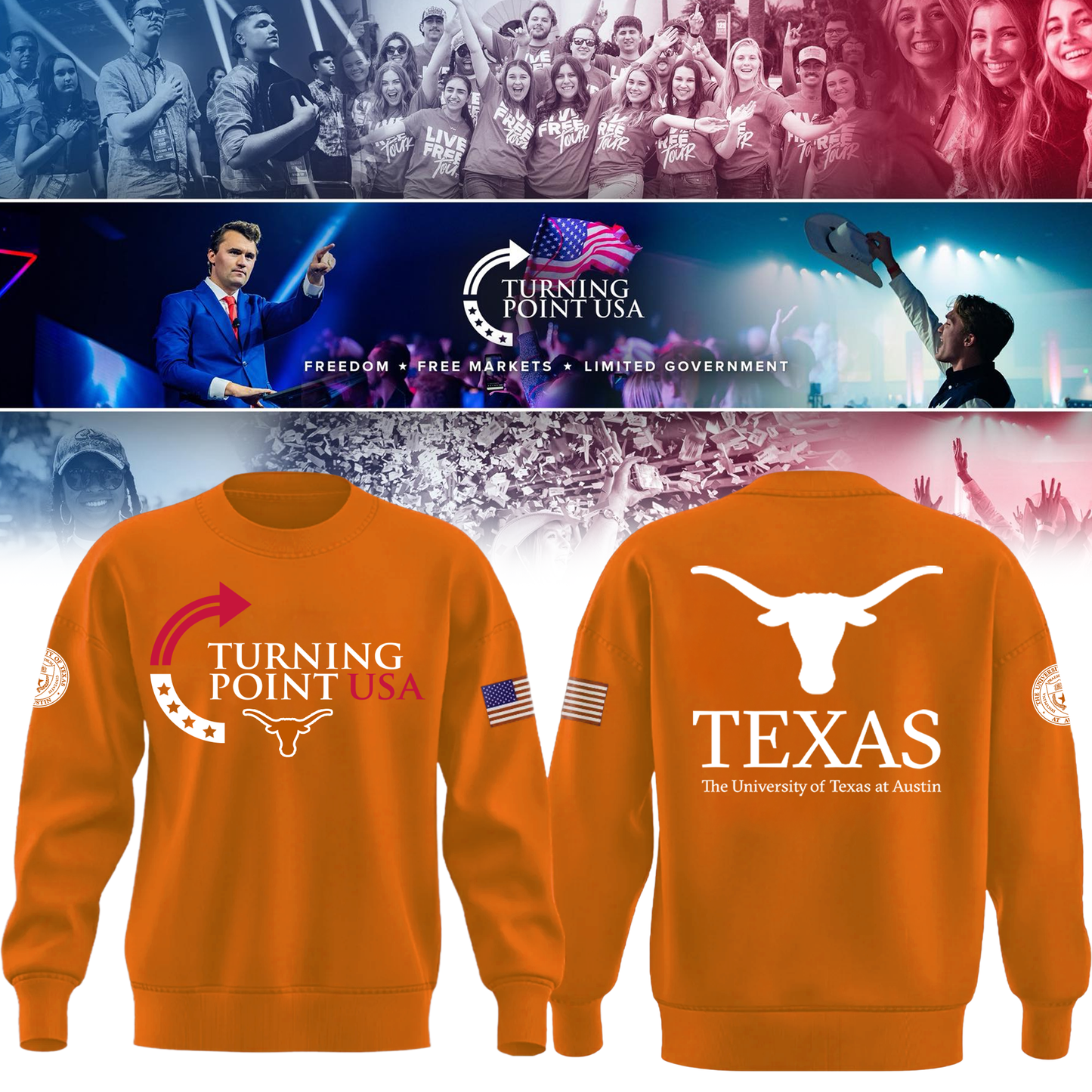 2025 Texas Longhorns University x Turning Point USA Sweatshirt