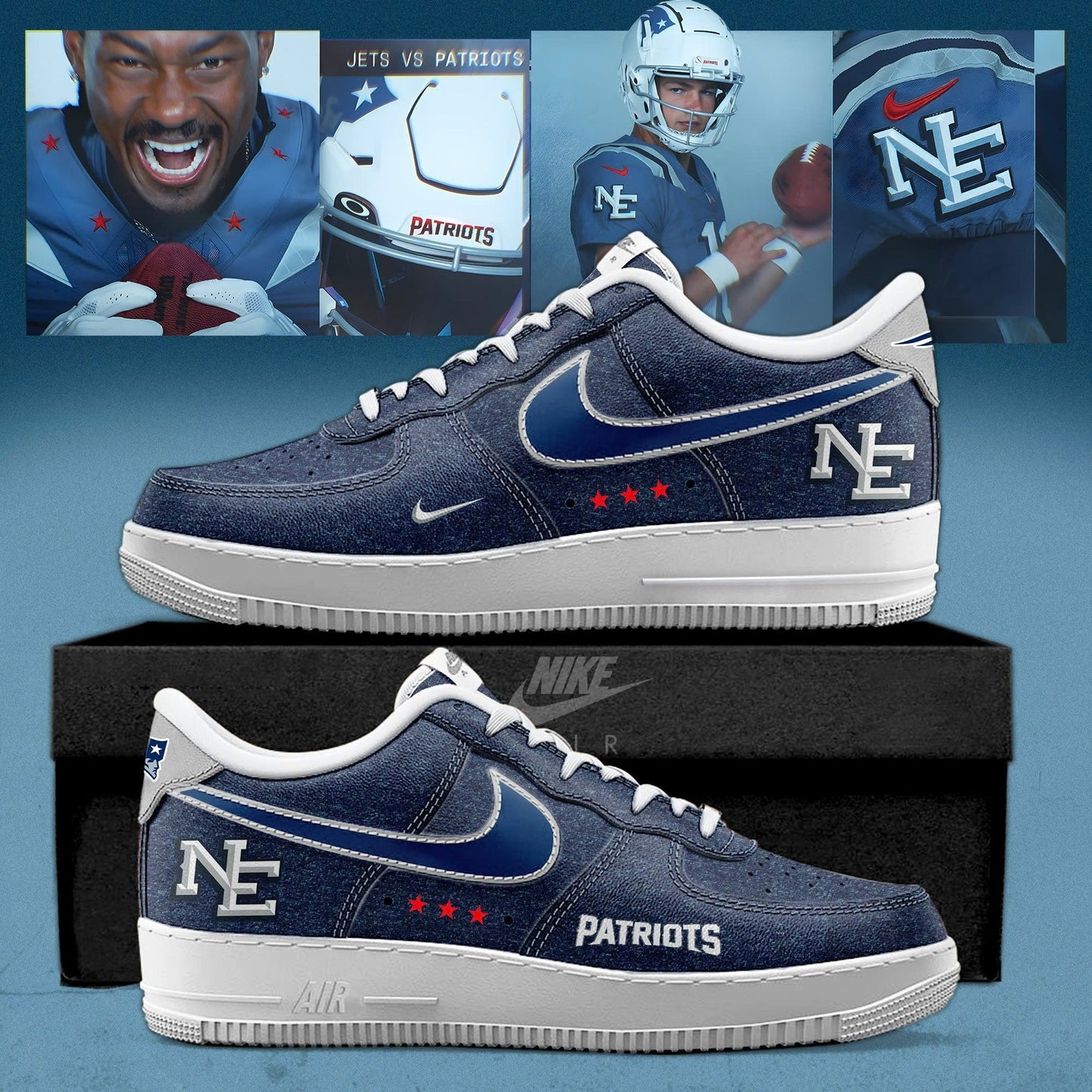 _ New England Patriots 2025 Rivalries Nor’Easter Storm Special AF1 Sneakers