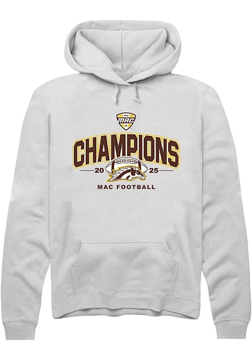 Mens Western Michigan Broncos White Summit Sportswear MAC 2025 Football Champions Hooded Sweatshir..
