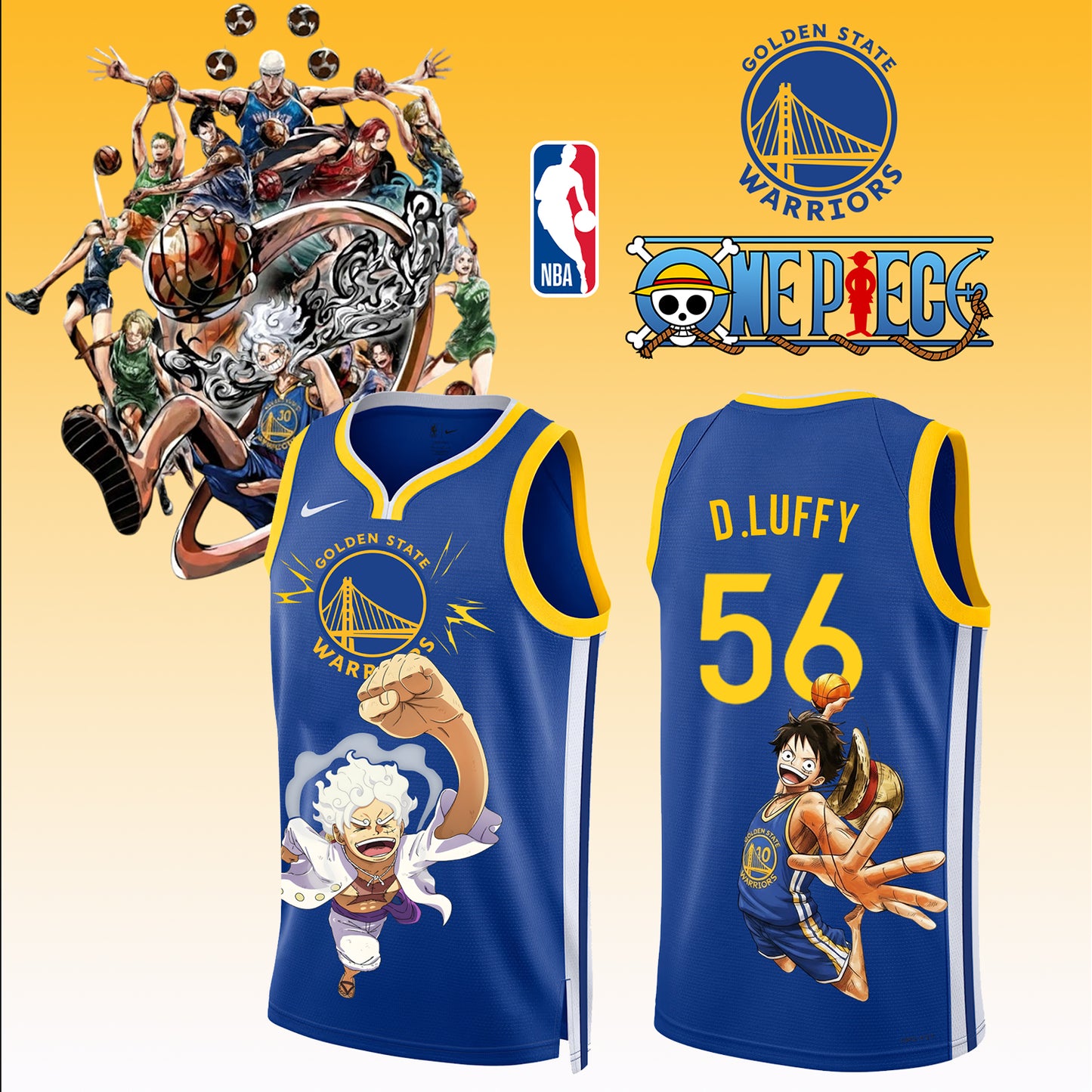 _ONE PIECE × NBA Golden State Warriors 2025 Jersey 3