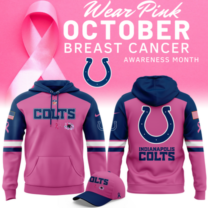 Limited Edition Indianapolis Colts Breast Cancer Awareness Hoodie 2025