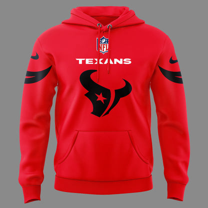 Houston Texans BATTLE RED Hoodie 2025 CUSTOM NAME AND NUMBER