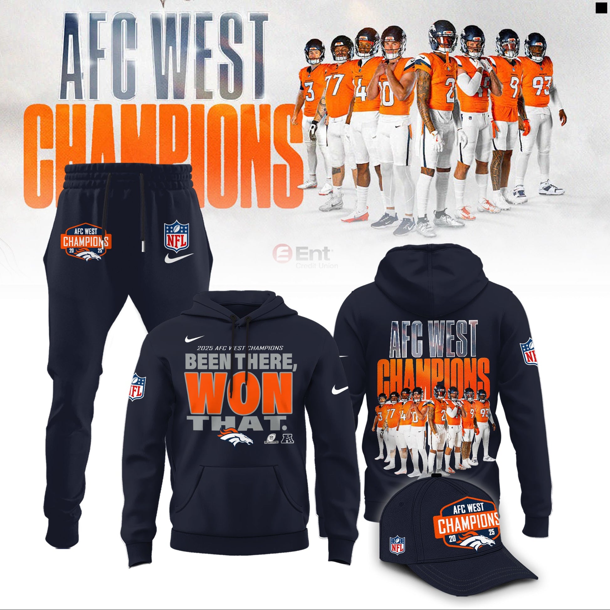 Official Denver Broncos 2025 AFC West Division Champions "Been There Won That" Hoodie