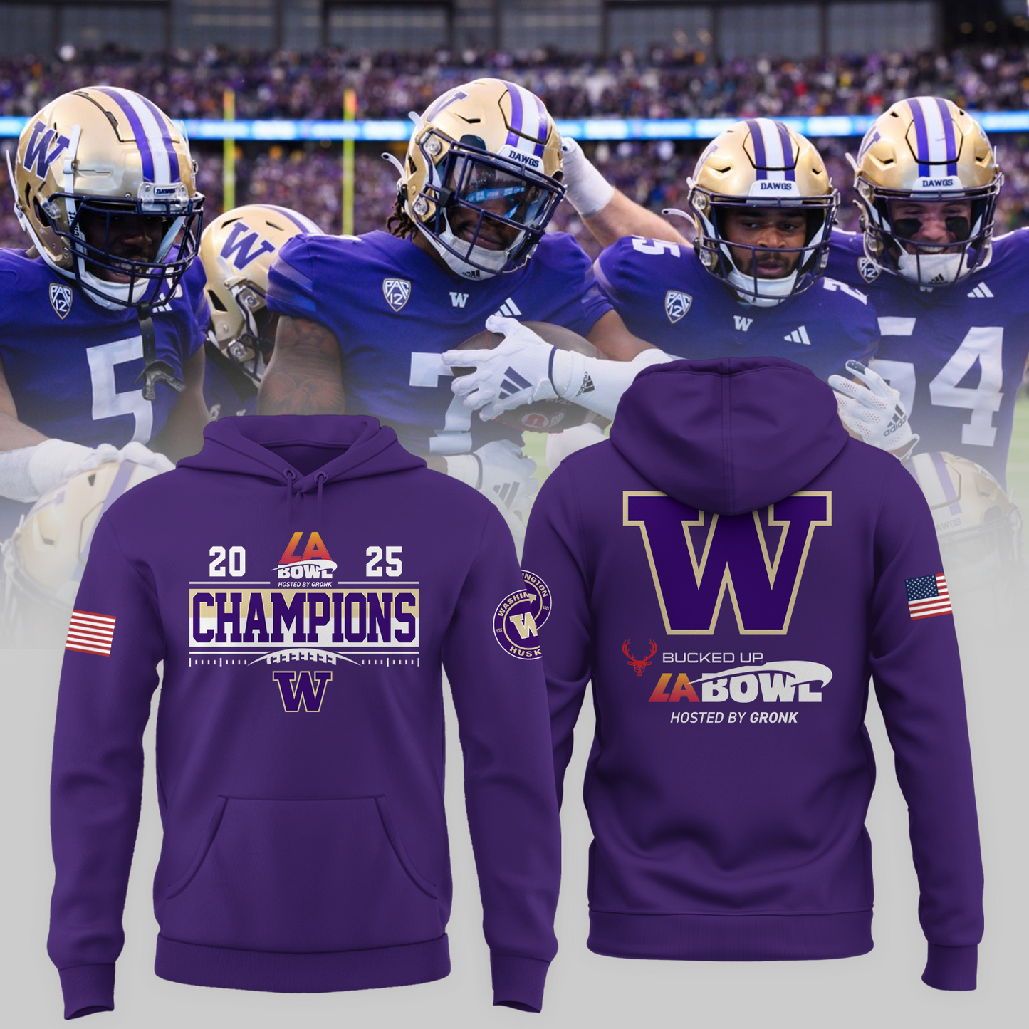 Washington Football Champions Hoodie - LA Bowl Champions Hoodie - Purple - Unisex - Design By Twinkle My Toes