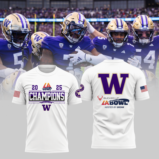 Washington Football Champions T-Shirt - LA Bowl Champions T-Shirt - White - Unisex - Design By Twinkle My Toes