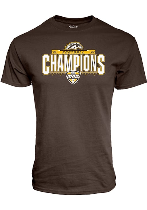 Western Michigan Broncos Brown Blue 84 2025 MAC Football Champions Short Sleeve T Shirt