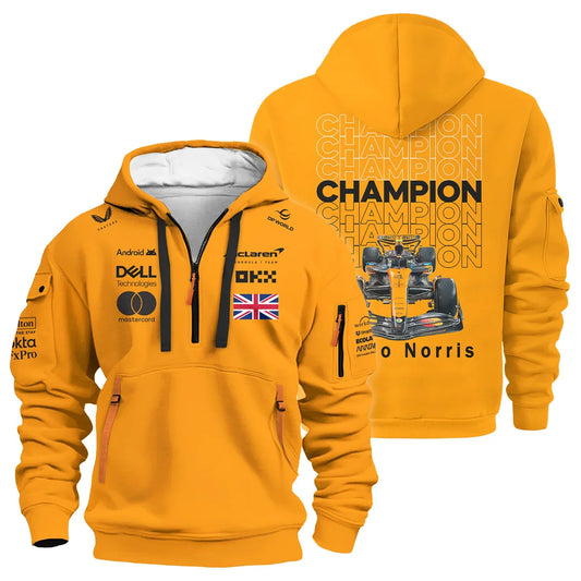 Champion From #4 to #1 Lando Norris McLaren F1 Team Hoodie Half Zip