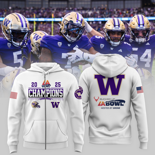 Washington Football Champions Zip Hoodie - LA Bowl Champions Hoodie - White - Unisex - Design By Twinkle My Toes