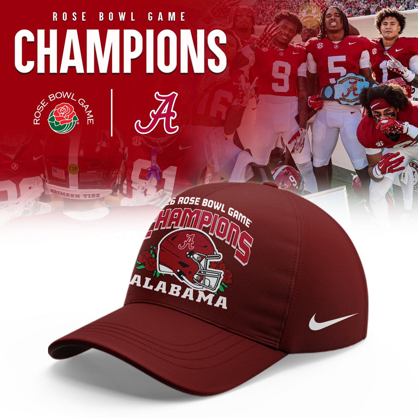 Alabama Crimson Tide 2026 Rose Bowl Champions Limited Polo Shirt