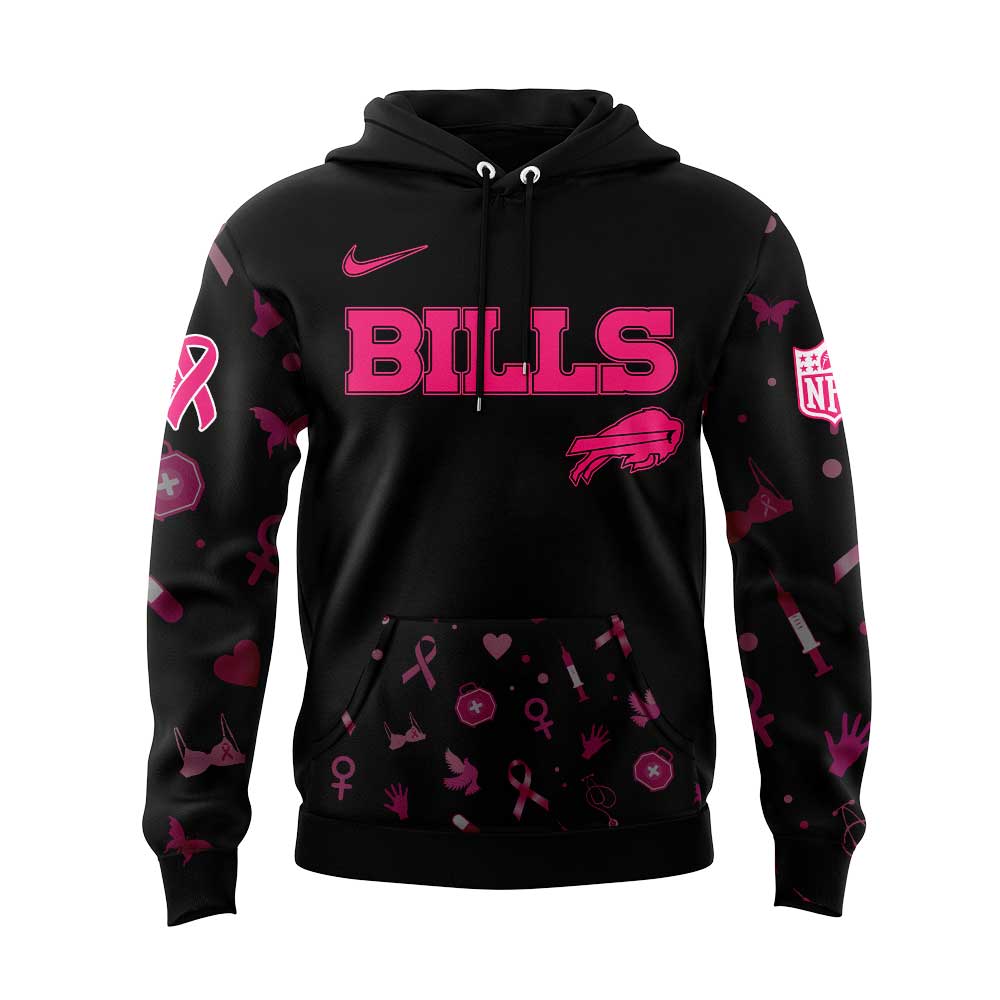 Limited Edition Buffalo Bills Nobody Fights Alone Breast Cancer Hoodie