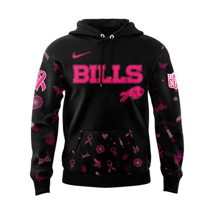 Limited Edition Buffalo Bills Nobody Fights Alone Breast Cancer Hoodie