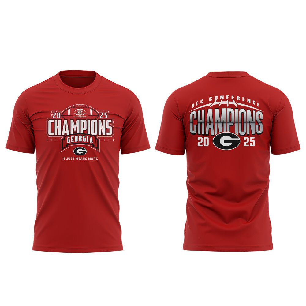 . Georgia Bulldogs 2025 SEC Football Champions Red Shirt