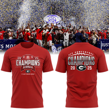 . Georgia Bulldogs 2025 SEC Football Champions Red Shirt