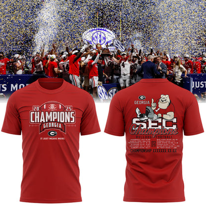 . Georgia Bulldogs 2025 SEC Football Champions Red Shirt