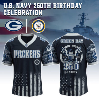 Green Bay Packers x U.S. NAVY 250TH Birthday Special Edition Jersey - Tycheco