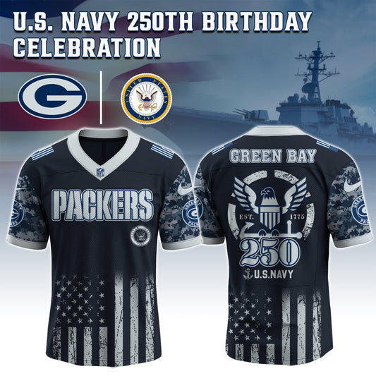 Green Bay Packers x U.S. NAVY 250TH Birthday Special Edition Jersey - Tycheco