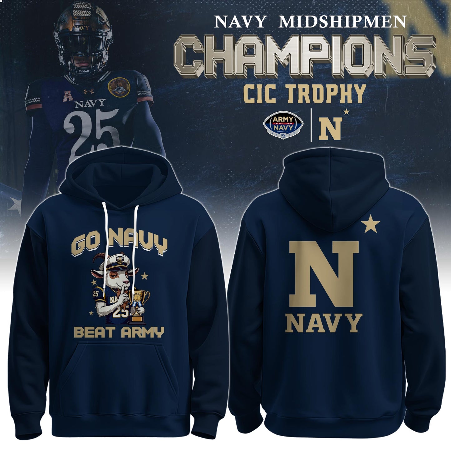 Navy Champions Cic Trophy Limited Edition Hoodie 2025