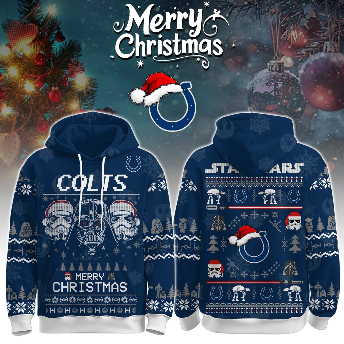 Unisex Colts Merry Christmas The Force Edition Hoodie