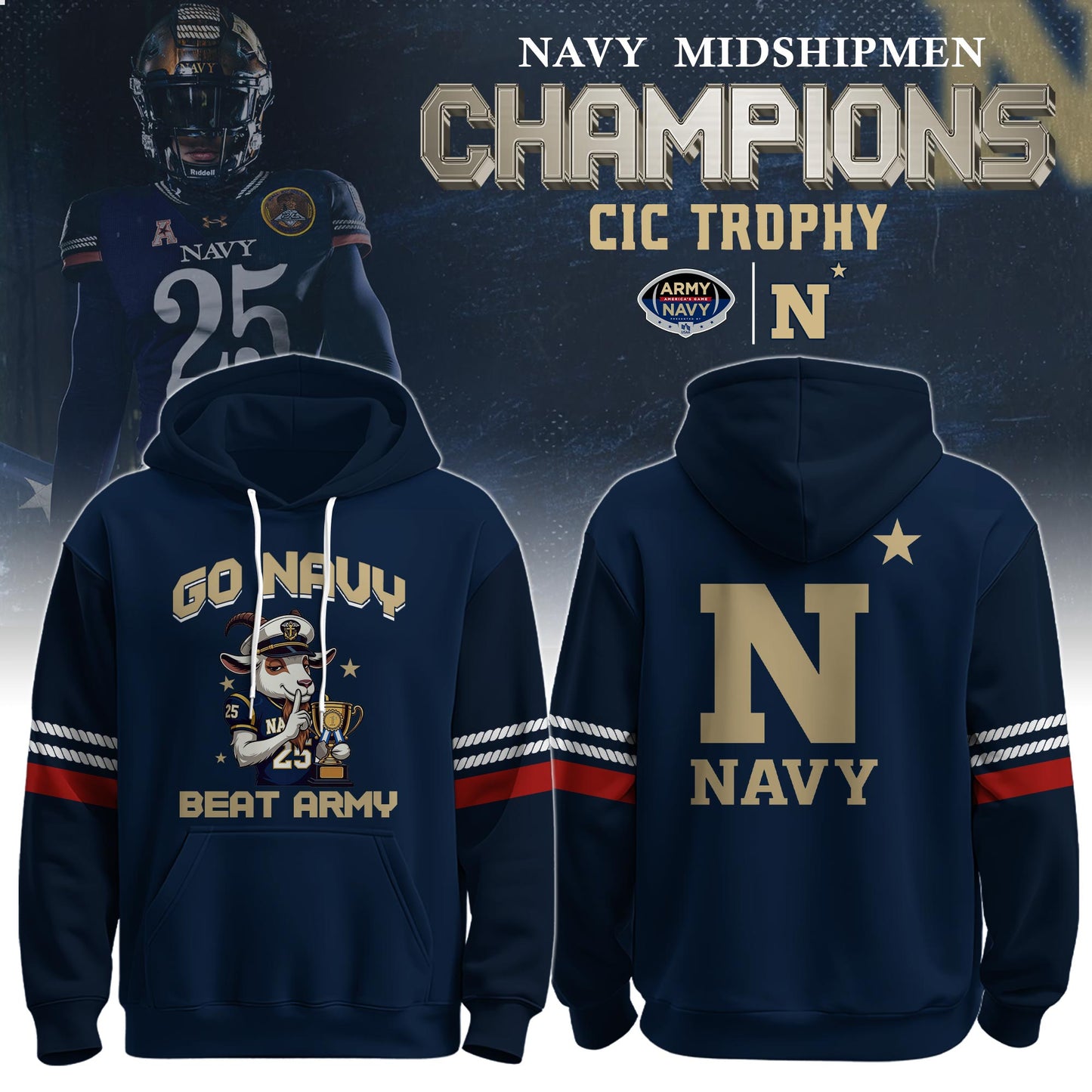 Navy Champions Cic Trophy Limited Edition Hoodie 2025