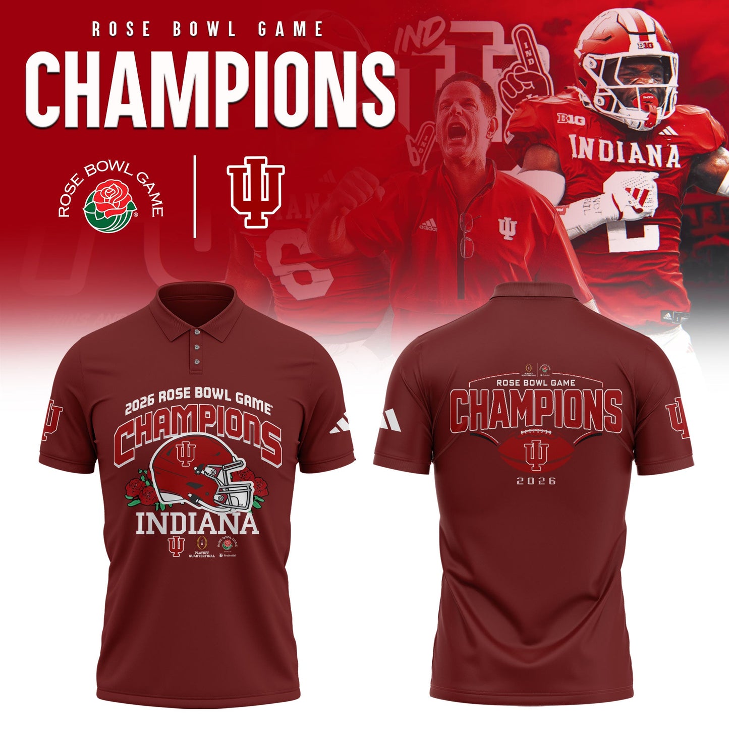 Indiana Hoosiers 2026 Rose Bowl Champions Limited Polo Shirt