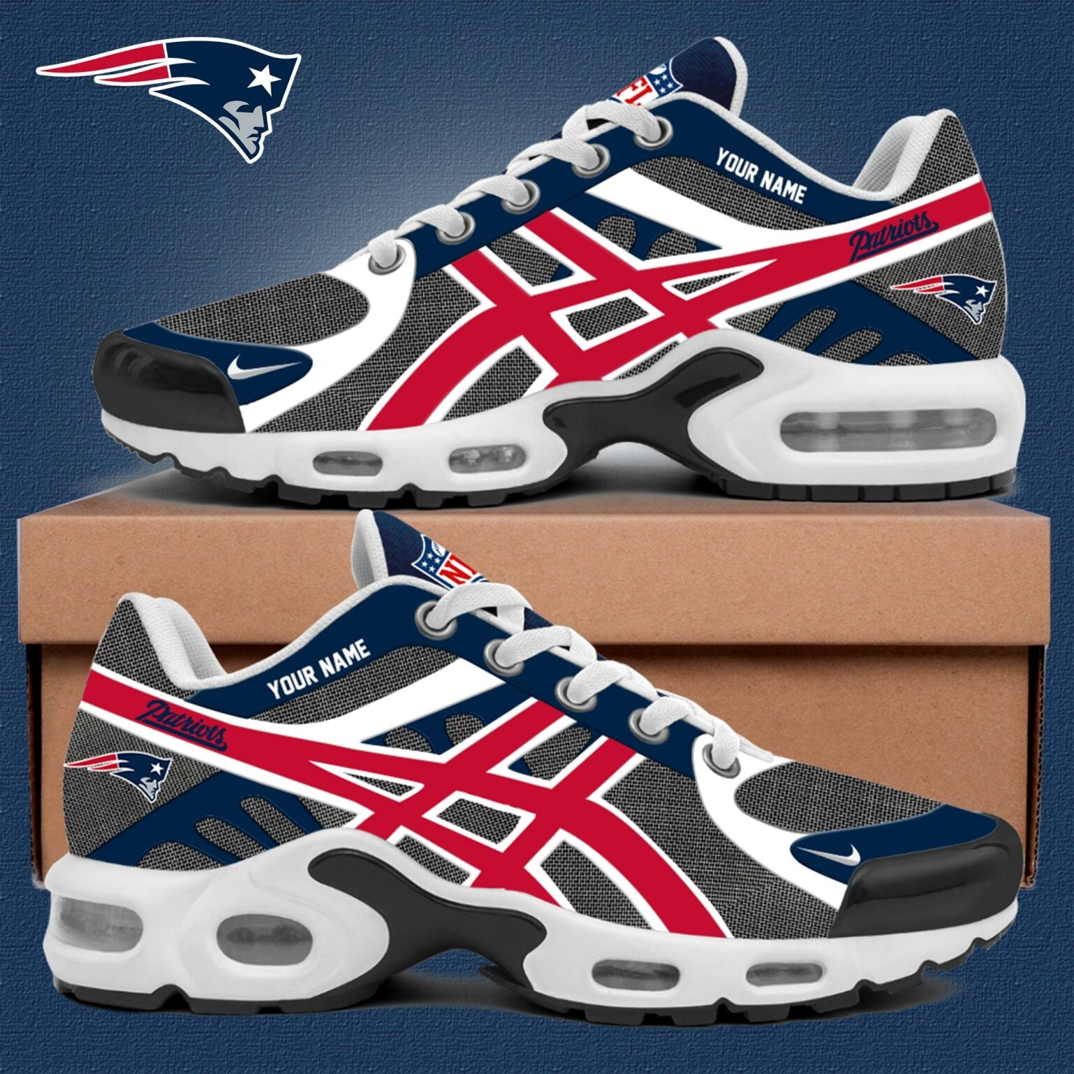 New England Patriots Personalized Air Max Plus Sneakers