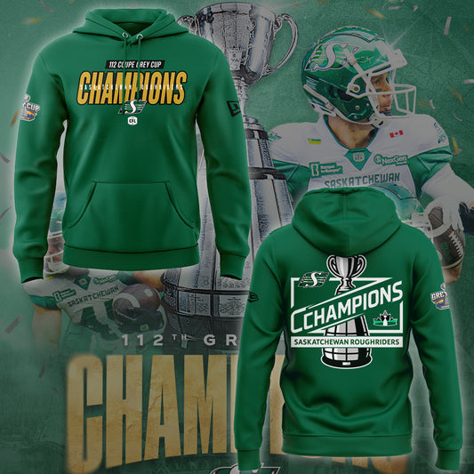 Limited Edition Roughriders 2025 Grey Cup Champions Hoodie-KC11172516