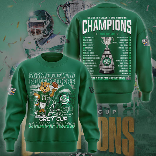 Limited Edition Roughriders 2025 Grey Cup Champions Sweatshirt-KC11172530