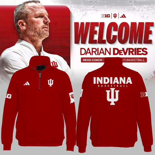 Limited Edition Coach Darian DeVries Indiana Men's Basketball Pullover Quarter Zip-ND03202544