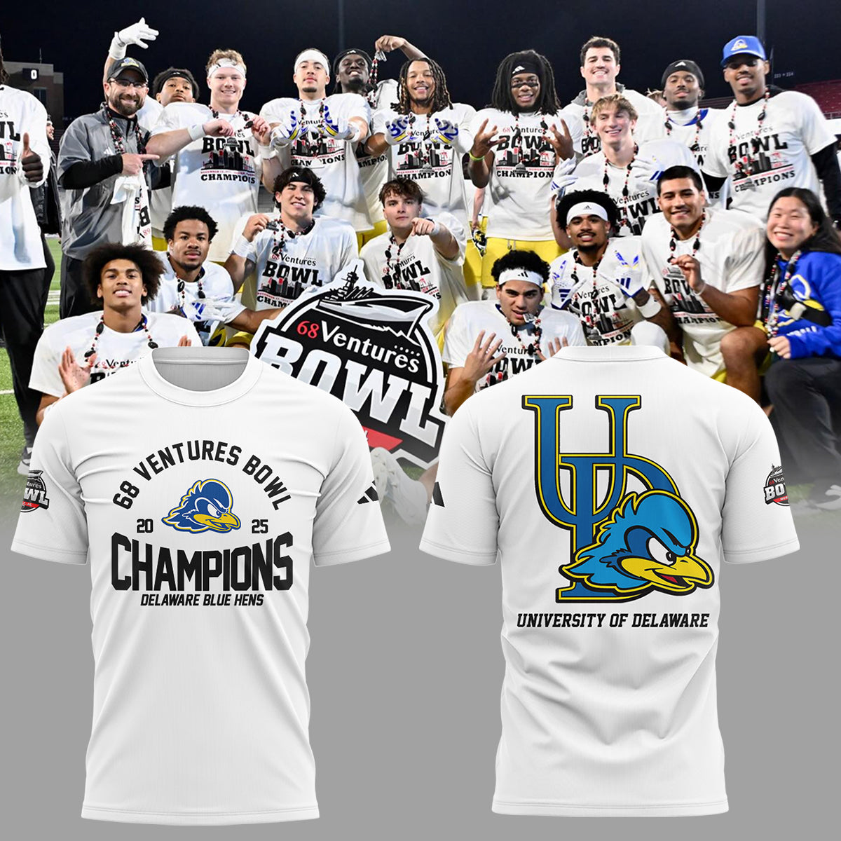 Limited Edition Delaware 68 Ventures Bowl Champions Shirt