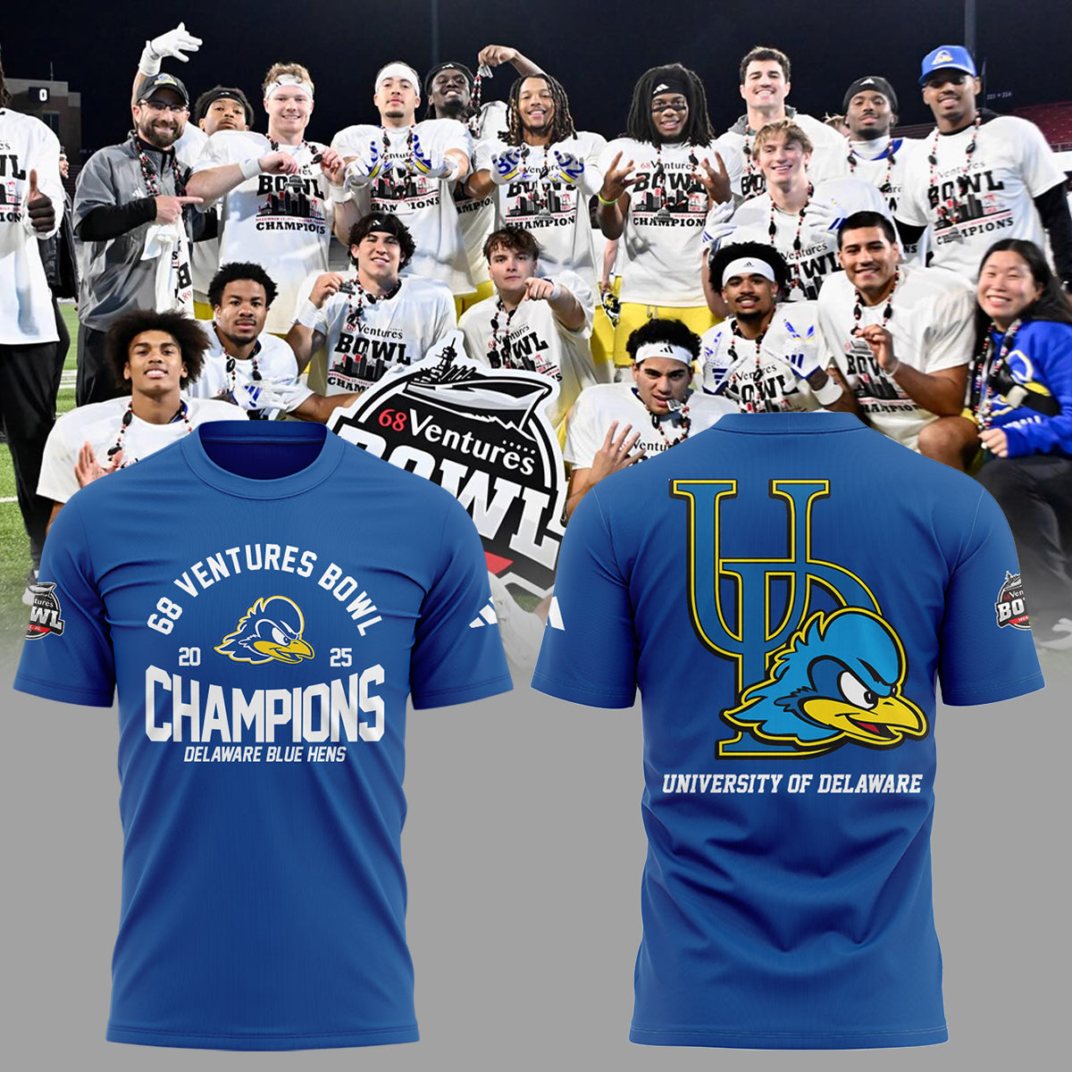 Limited Edition Delaware 68 Ventures Bowl Champions Shirt