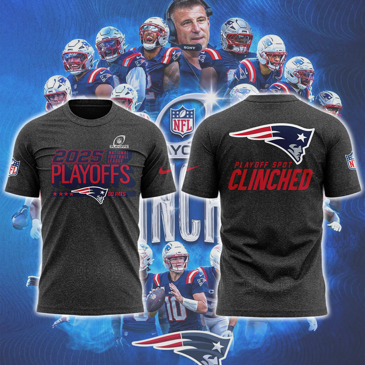 Limited Edition 2025 Patriots Playoffs Clinched Tshirt
