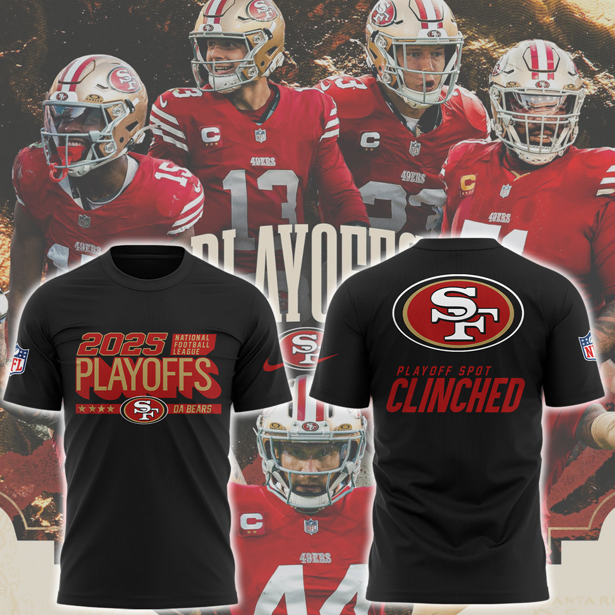 Limited Edition 2025 49ers Playoffs Clinched T-Shirt