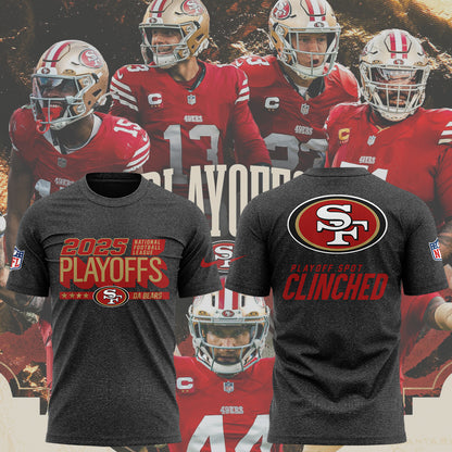 Limited Edition 2025 49ers Playoffs Clinched T-Shirt