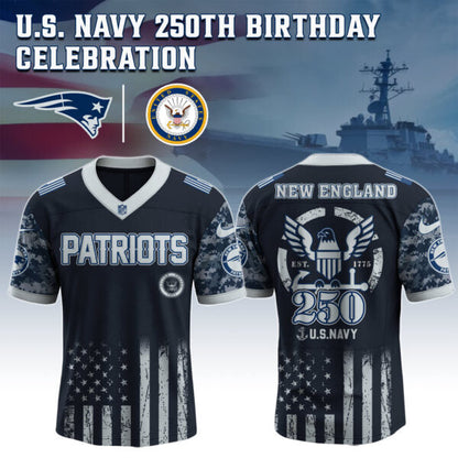 New England Patriots x U.S. NAVY 250TH Birthday Special Edition Jersey - Tycheco