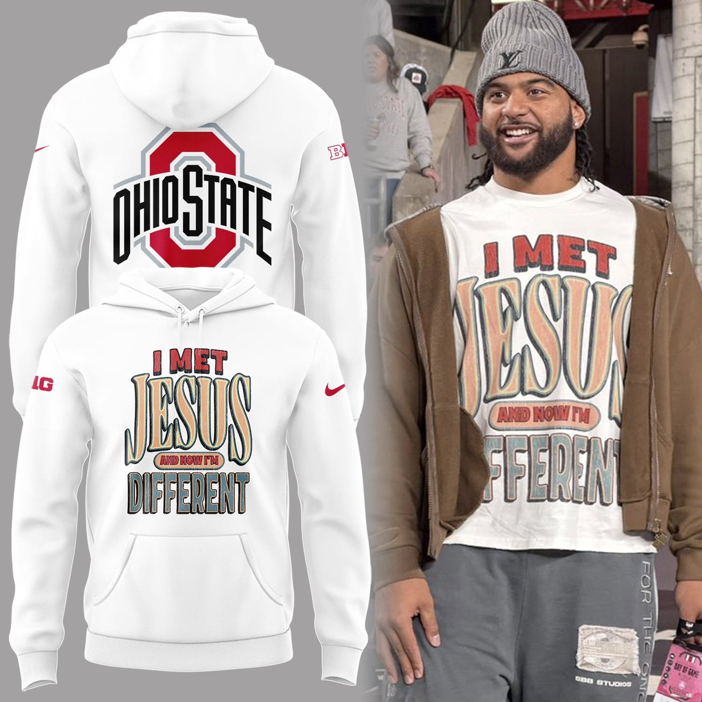 Back at Ohio State, J.T. Tuimoloau makes a statement in the ‘I MET JESUS AND NOW I’M DIFFERENT’ Hoodie