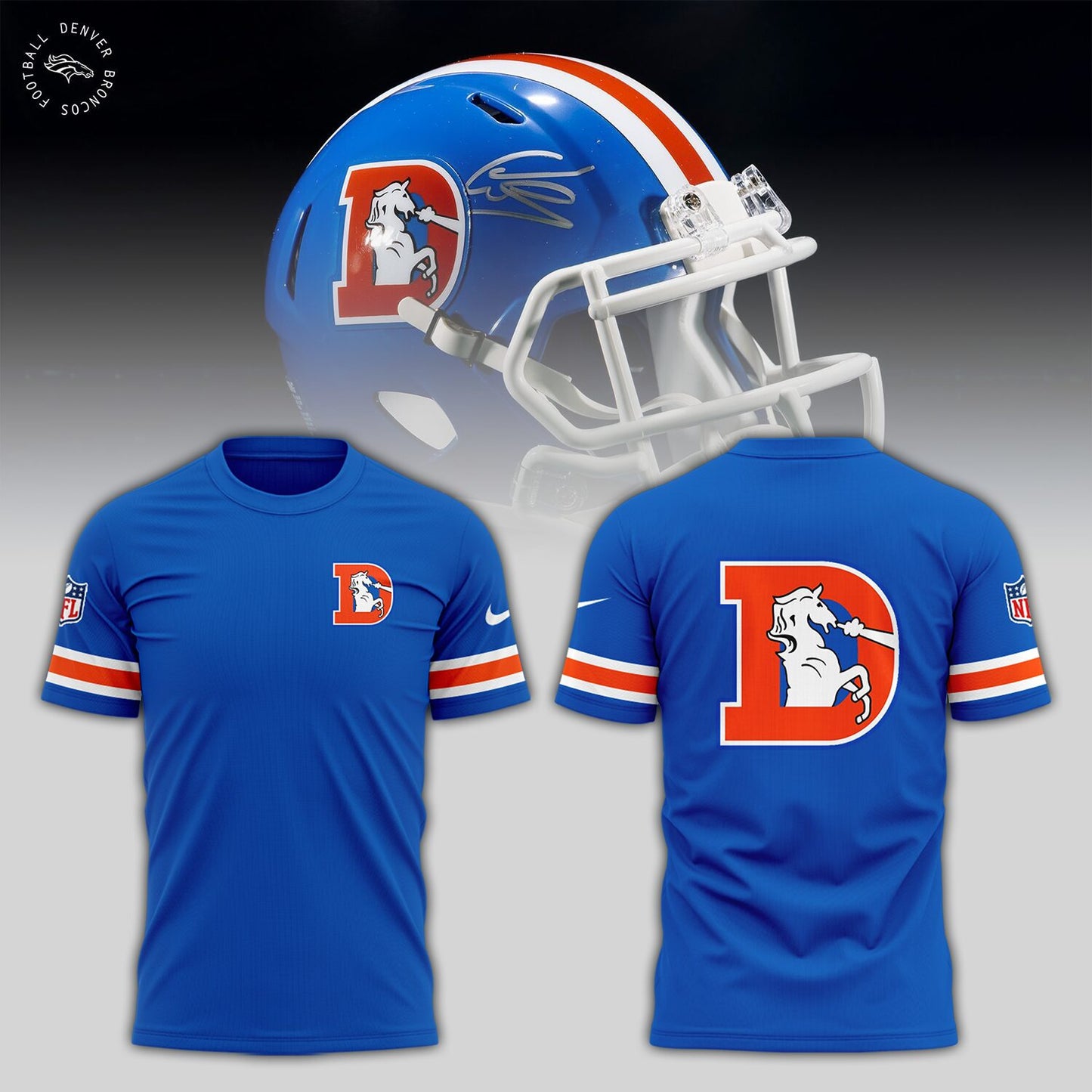 Denver Broncos NFL 2024 Throwback 1977 - Navy Limited T-Shirt-PU080524300