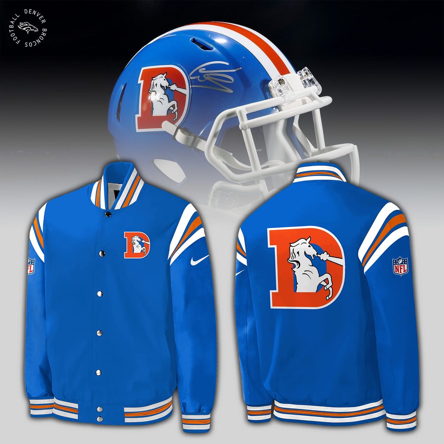 Denver Broncos NFL 2024 Throwback 1977 - Navy Limited Baseball Jakcet-PU080524302