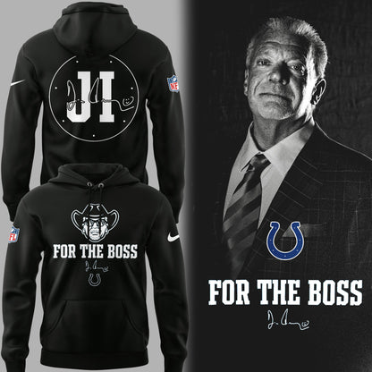 Limited Edition Colts FB In honor of Jim "For The Boss" Black Hoodie-PU25090775
