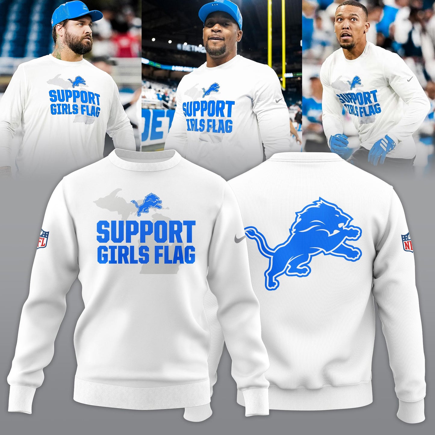 _ .Detroit Lions “Support Girls Flag” Limited Edition Sweatshirt