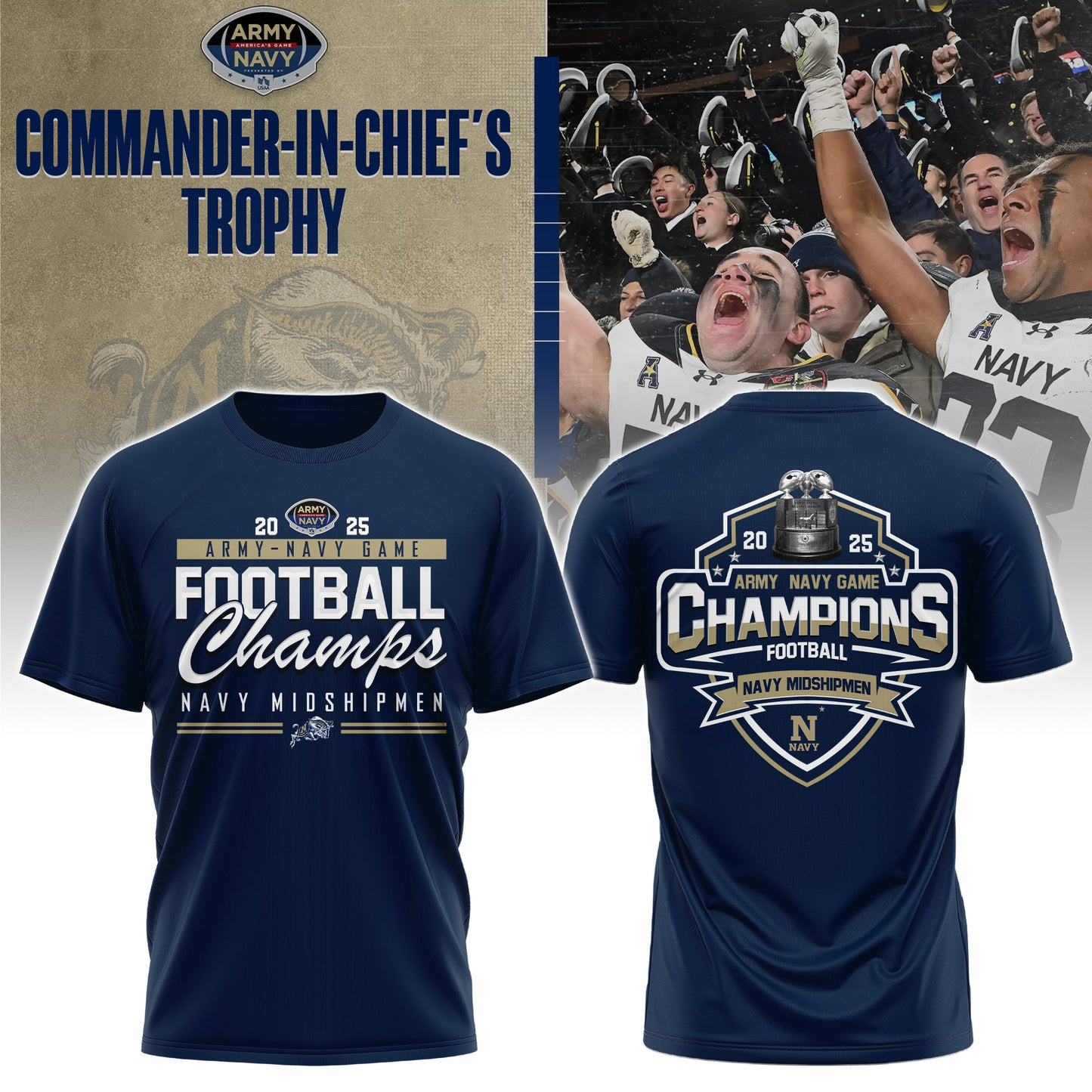 Navy Champions White T-shirt + Unisex Limited Style