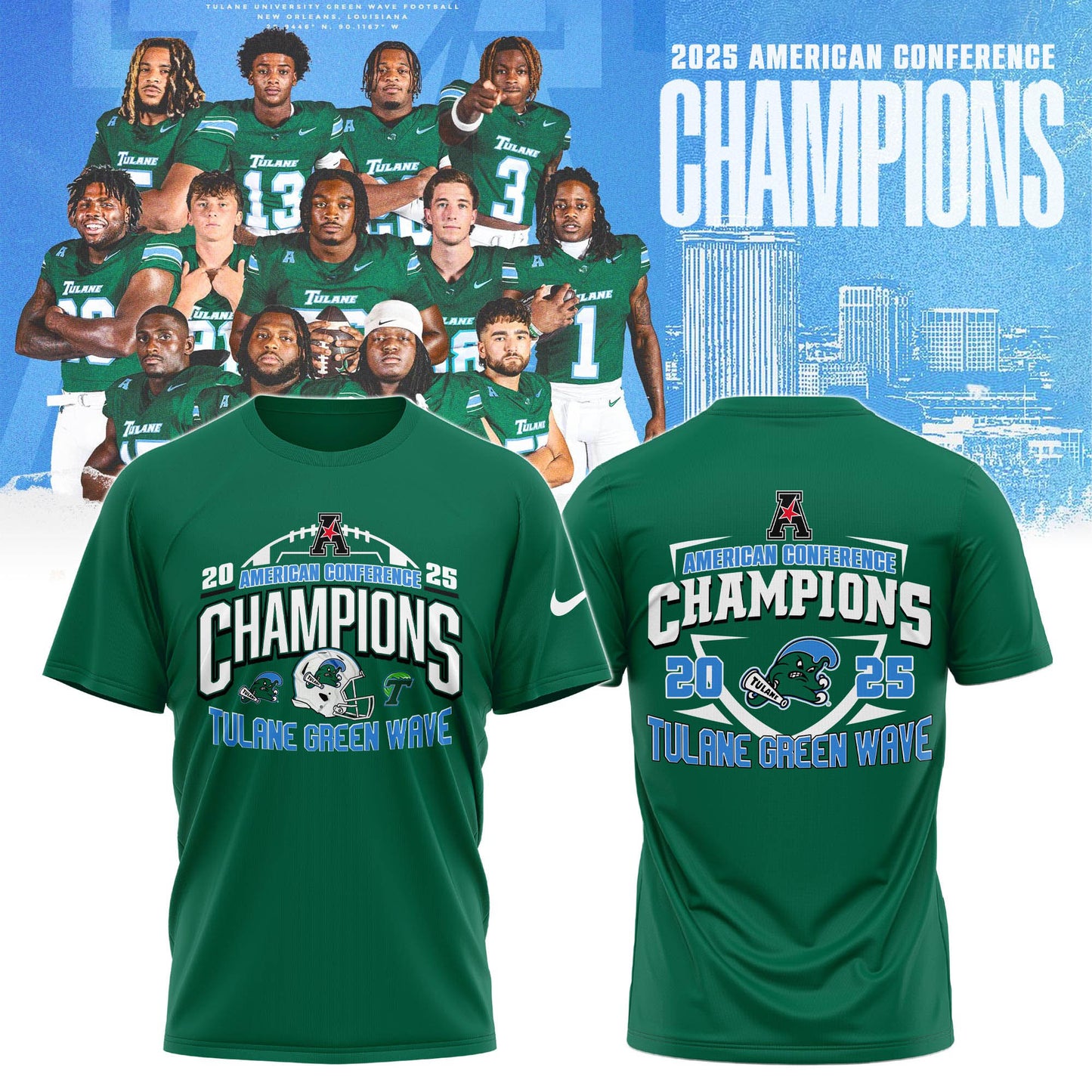 .TULN 2025 AAC Football Champions T-Shirt Limited Edition