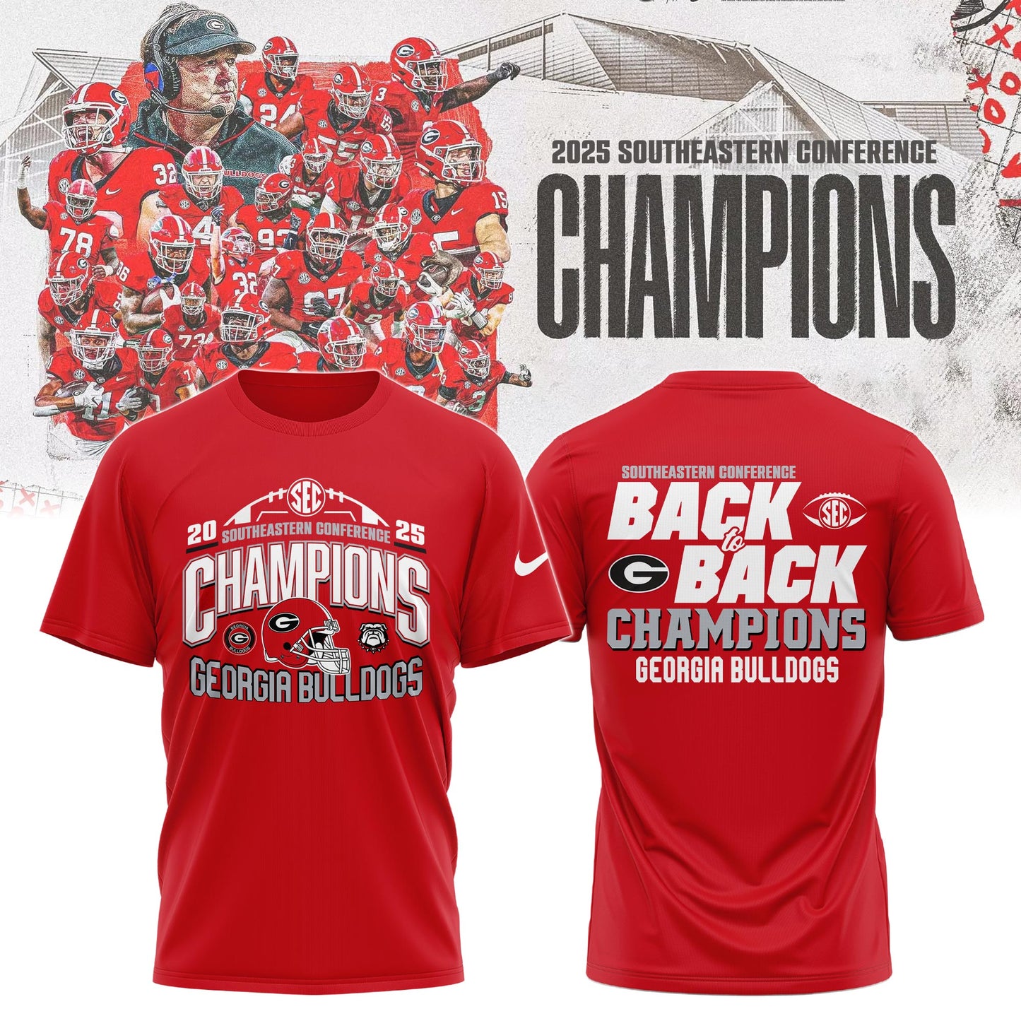 UGA 2025 SEC Football Conference Champions T-Shirt Limited Edition 01