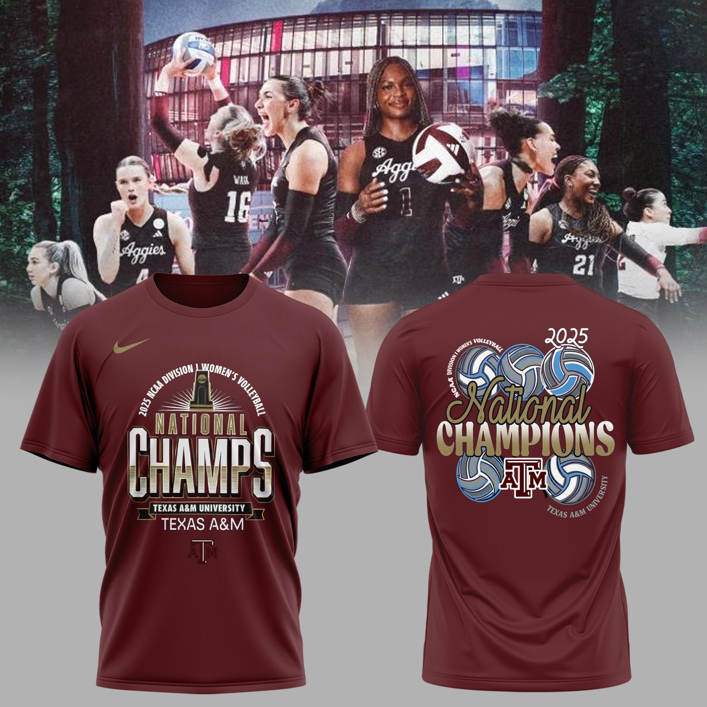 2025 National Champions – Texas A&M Women’s Volleyball Tee